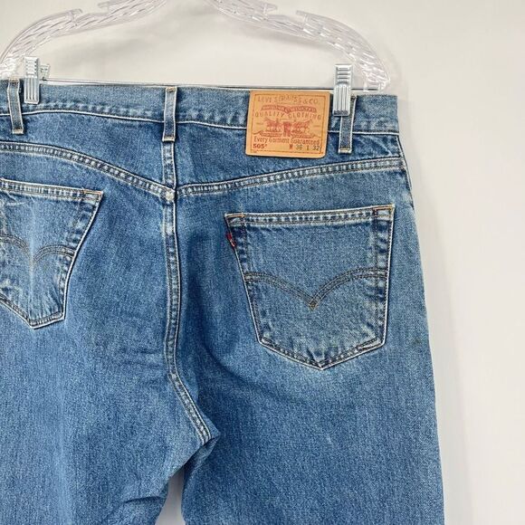 Vintage Levi's 550 Jeans Blue Denim Straight Leg Cotton Black Batwing Mens 36x32 - Picture 4 of 8